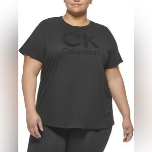Calvin Klein Performance Women Active Stacked Flocking Comfort Logo Tee XL